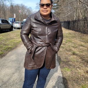 Elie Tahari, female, chocolate brown, soft leather jacket